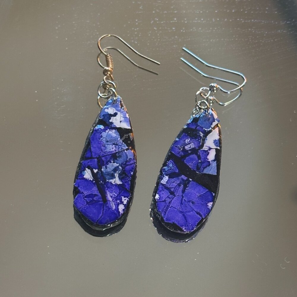 Indigo Cracked Eggshell Earrings